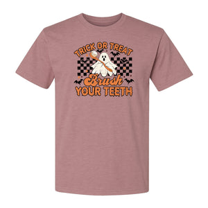 Halloween Dentist T-Shirt, Trick or Treat Brush Your Teeth Ghost Graphic for Dental Professionals