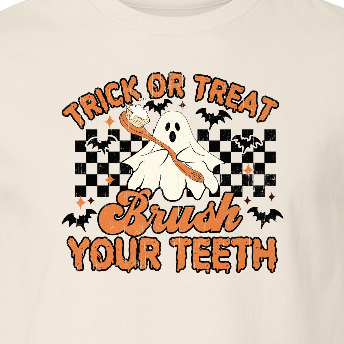 Halloween Dentist T-Shirt, Trick or Treat Brush Your Teeth Ghost Graphic for Dental Professionals