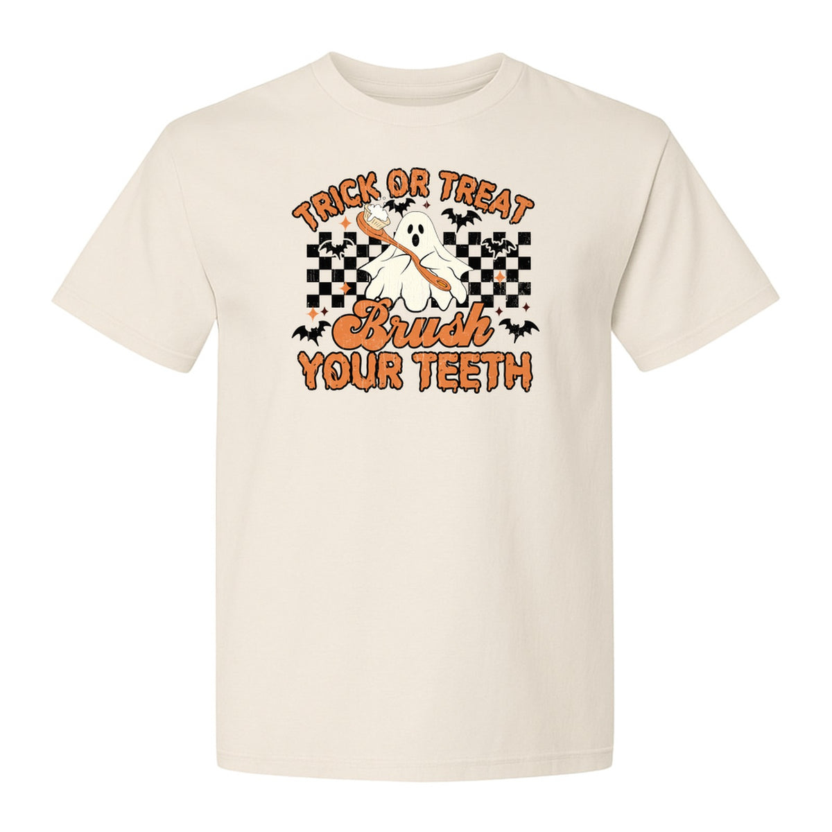 Halloween Dentist T-Shirt, Trick or Treat Brush Your Teeth Ghost Graphic for Dental Professionals