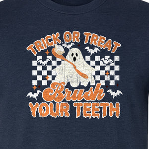 Halloween Dentist T-Shirt, Trick or Treat Brush Your Teeth Ghost Graphic for Dental Professionals