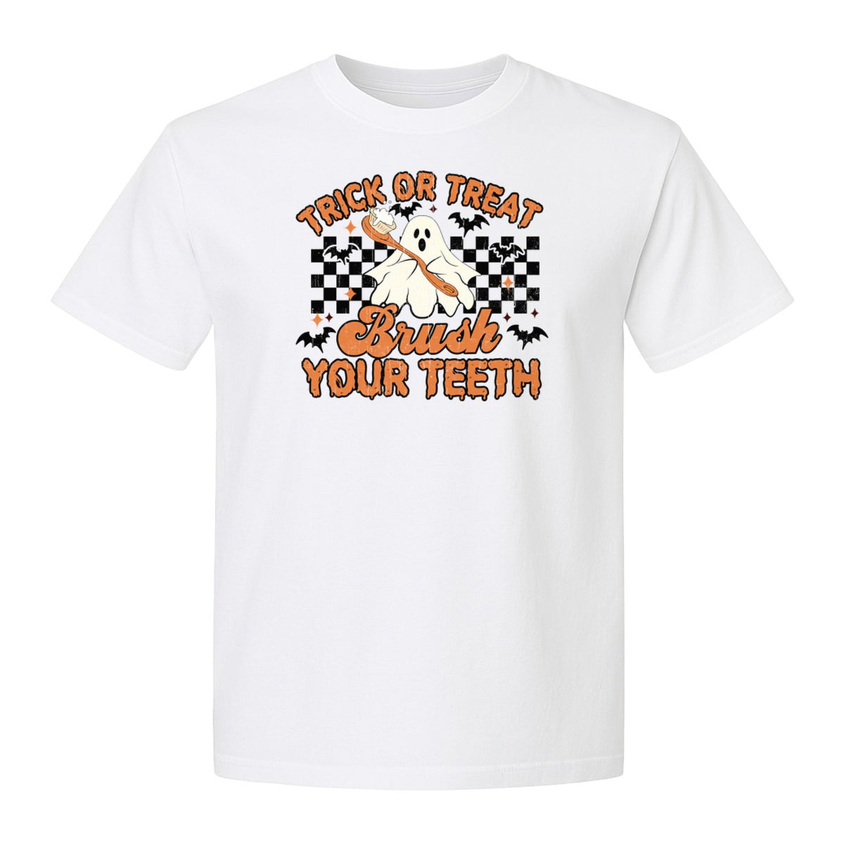 Halloween Dentist T-Shirt, Trick or Treat Brush Your Teeth Ghost Graphic for Dental Professionals