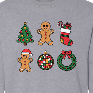 Coquette Christmas Sweatshirt, Holiday Tree, Gingerbread Cookies and Bow Wreath for Parties