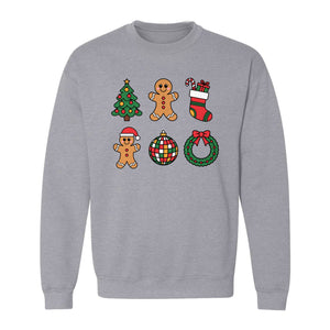 Coquette Christmas Sweatshirt, Holiday Tree, Gingerbread Cookies and Bow Wreath for Parties