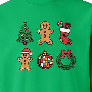 Coquette Christmas Sweatshirt, Holiday Tree, Gingerbread Cookies and Bow Wreath for Parties