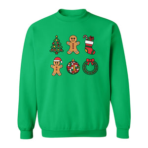 Coquette Christmas Sweatshirt, Holiday Tree, Gingerbread Cookies and Bow Wreath for Parties