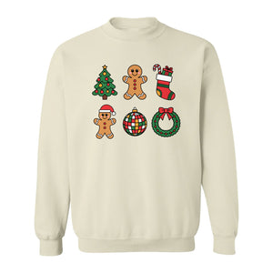 Coquette Christmas Sweatshirt, Holiday Tree, Gingerbread Cookies and Bow Wreath for Parties