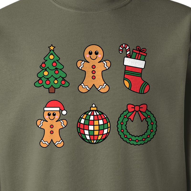 Coquette Christmas Sweatshirt, Holiday Tree, Gingerbread Cookies and Bow Wreath for Parties