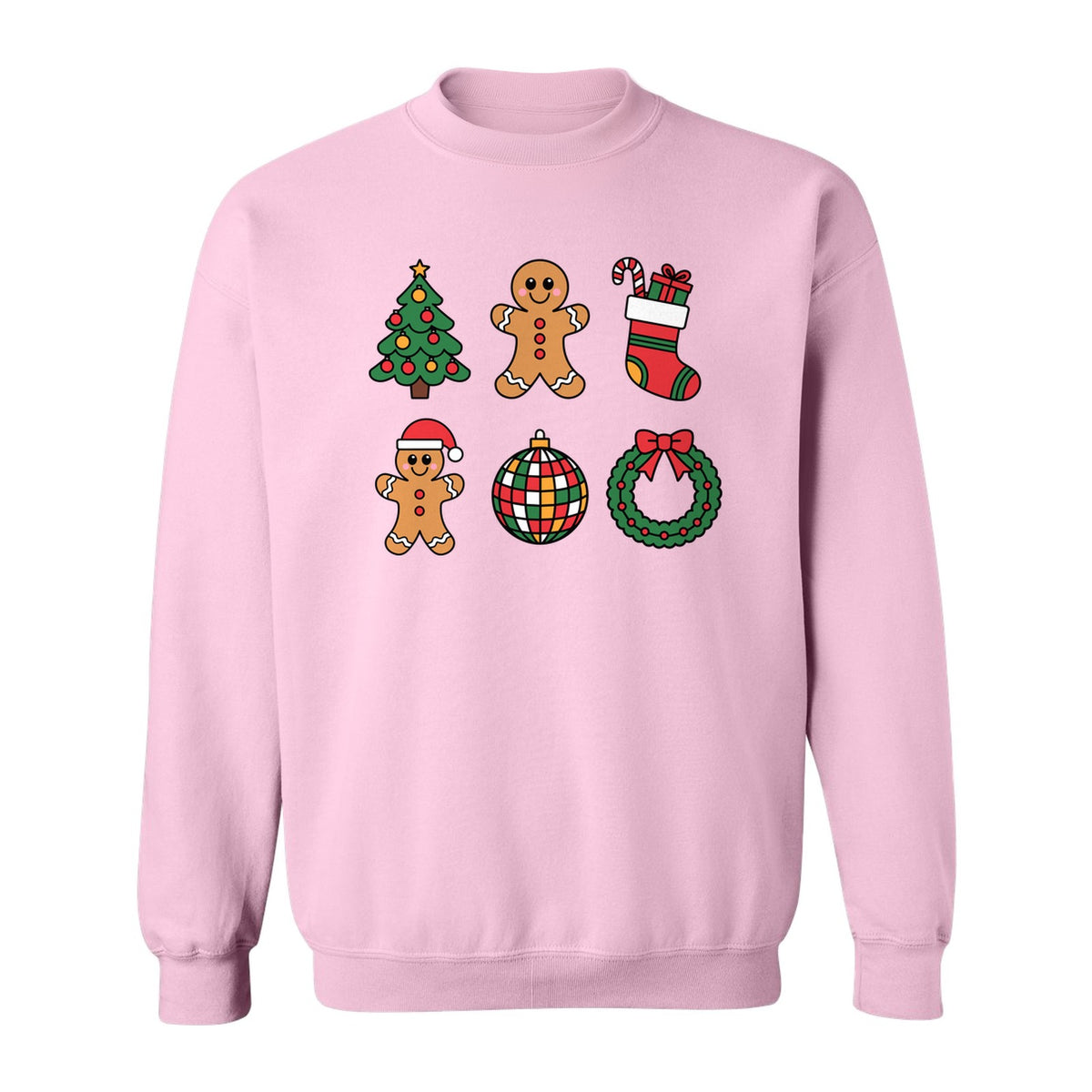 Coquette Christmas Sweatshirt, Holiday Tree, Gingerbread Cookies and Bow Wreath for Parties
