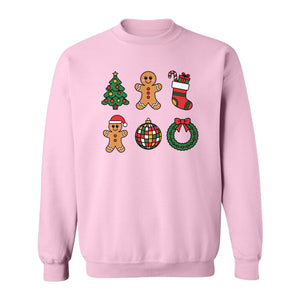 Coquette Christmas Sweatshirt, Holiday Tree, Gingerbread Cookies and Bow Wreath for Parties