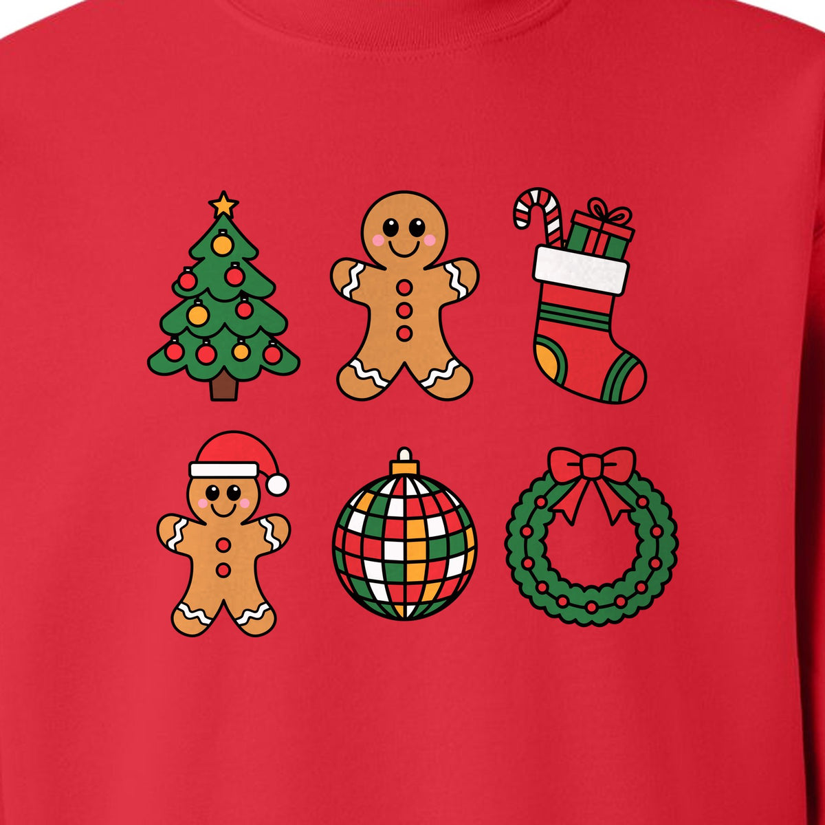 Coquette Christmas Sweatshirt, Holiday Tree, Gingerbread Cookies and Bow Wreath for Parties