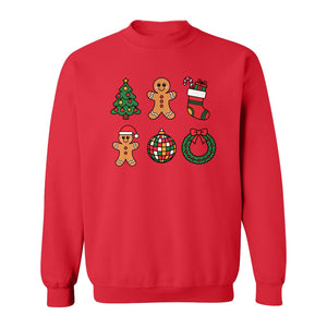 Coquette Christmas Sweatshirt, Holiday Tree, Gingerbread Cookies and Bow Wreath for Parties