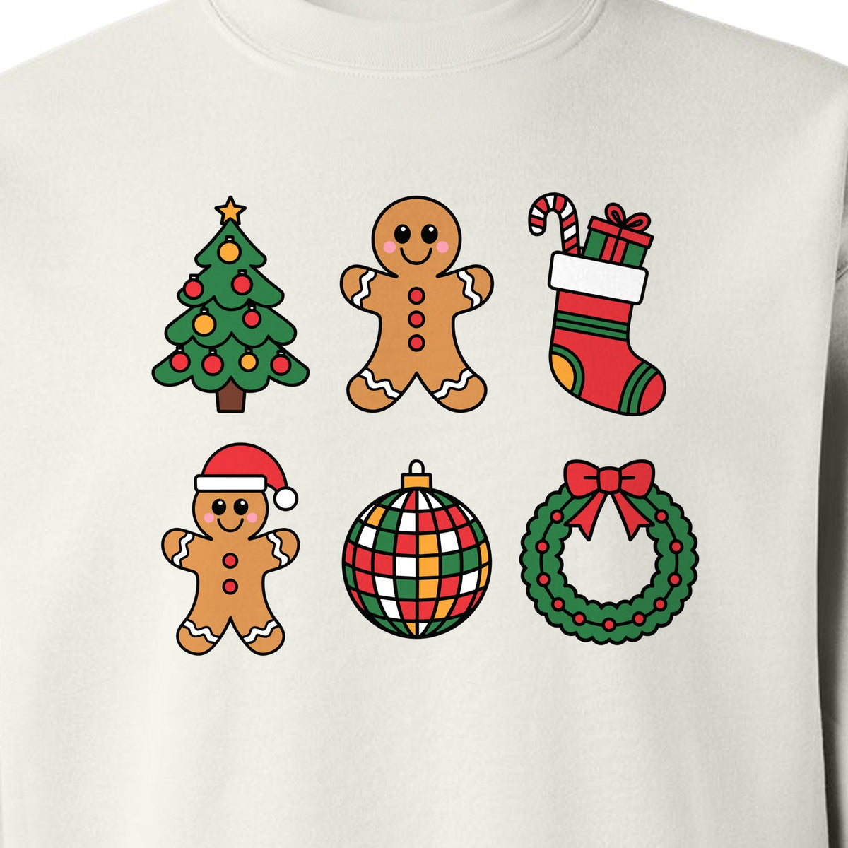 Coquette Christmas Sweatshirt, Holiday Tree, Gingerbread Cookies and Bow Wreath for Parties