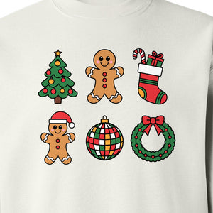 Coquette Christmas Sweatshirt, Holiday Tree, Gingerbread Cookies and Bow Wreath for Parties