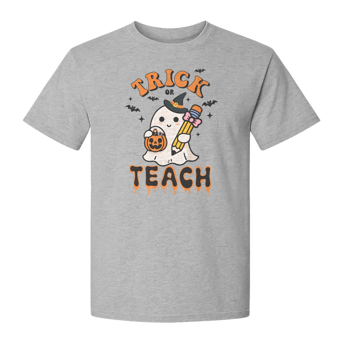 Teacher Halloween T-Shirt, Trick or Teach Ghost Design for Educators and Classroom Fall Gifts