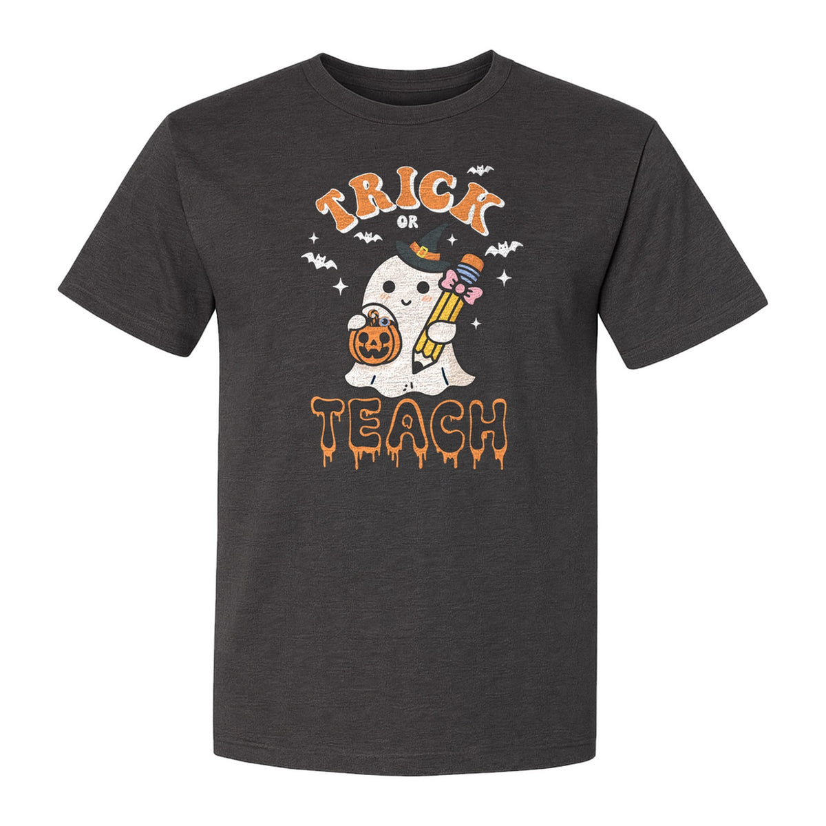 Teacher Halloween T-Shirt, Trick or Teach Ghost Design for Educators and Classroom Fall Gifts