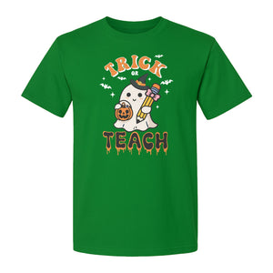 Teacher Halloween T-Shirt, Trick or Teach Ghost Design for Educators and Classroom Fall Gifts