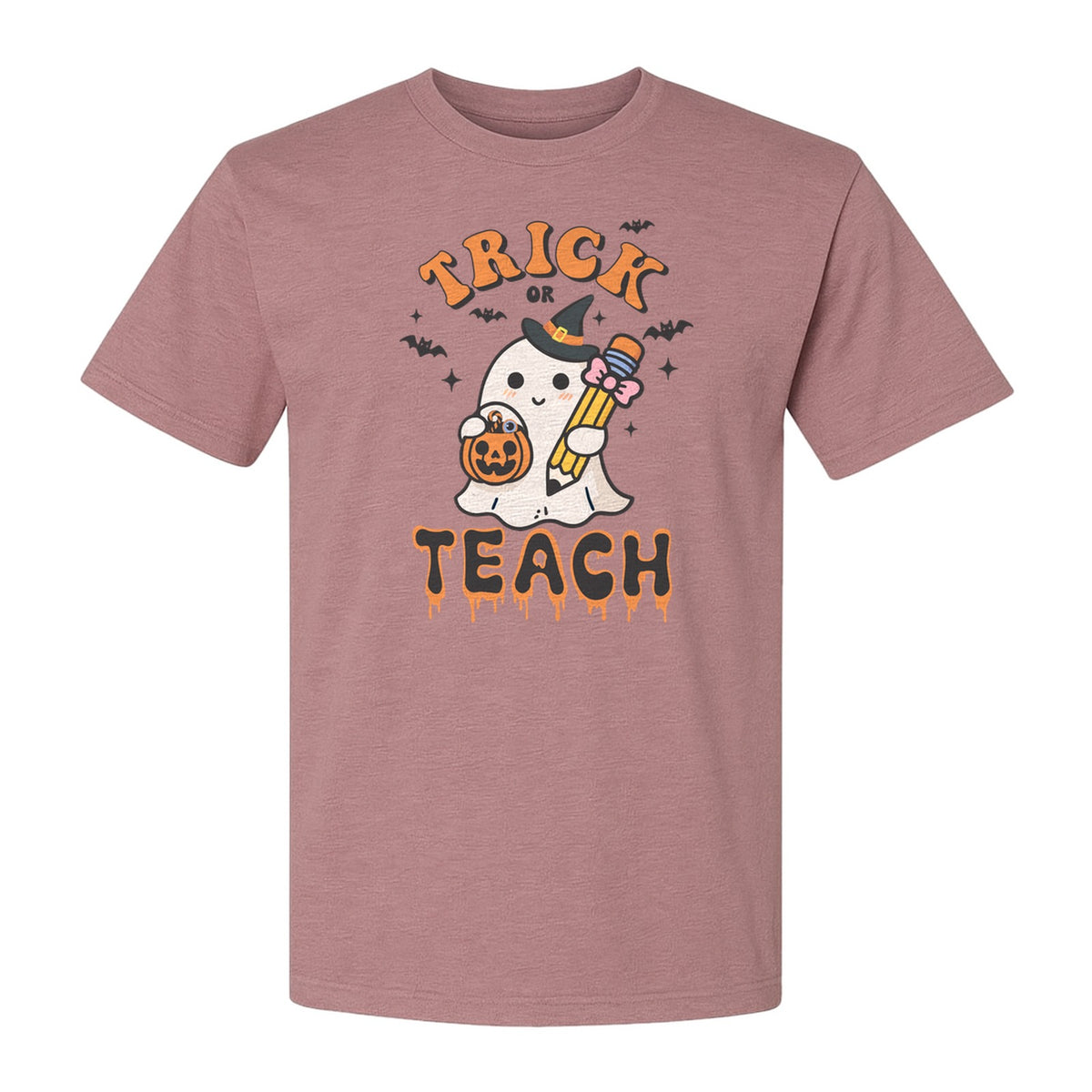 Teacher Halloween T-Shirt, Trick or Teach Ghost Design for Educators and Classroom Fall Gifts