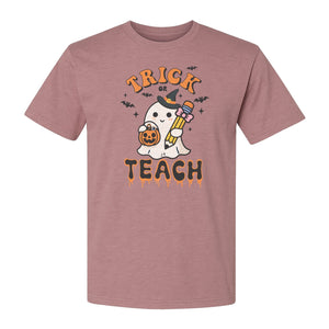 Teacher Halloween T-Shirt, Trick or Teach Ghost Design for Educators and Classroom Fall Gifts