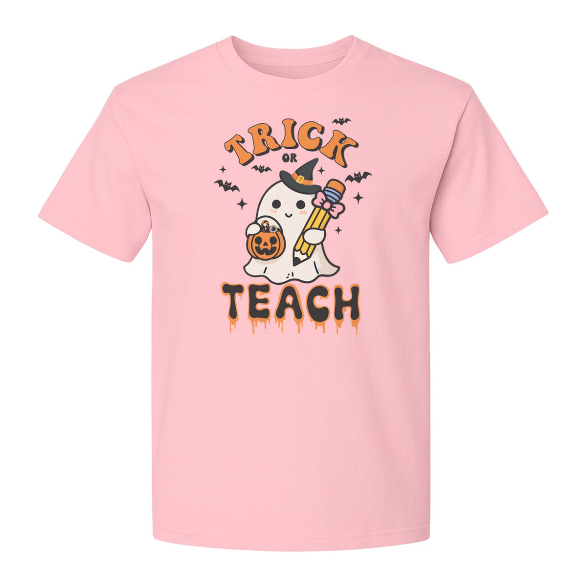 Teacher Halloween T-Shirt, Trick or Teach Ghost Design for Educators and Classroom Fall Gifts
