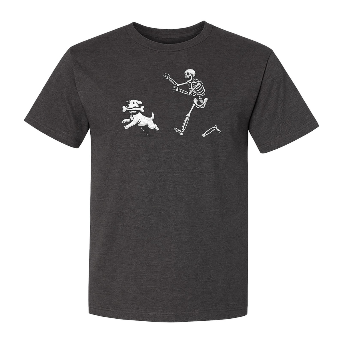 Halloween Dog T-Shirt, Funny Skeleton Chasing Pup Graphic for Pet Lovers and Spooky Season