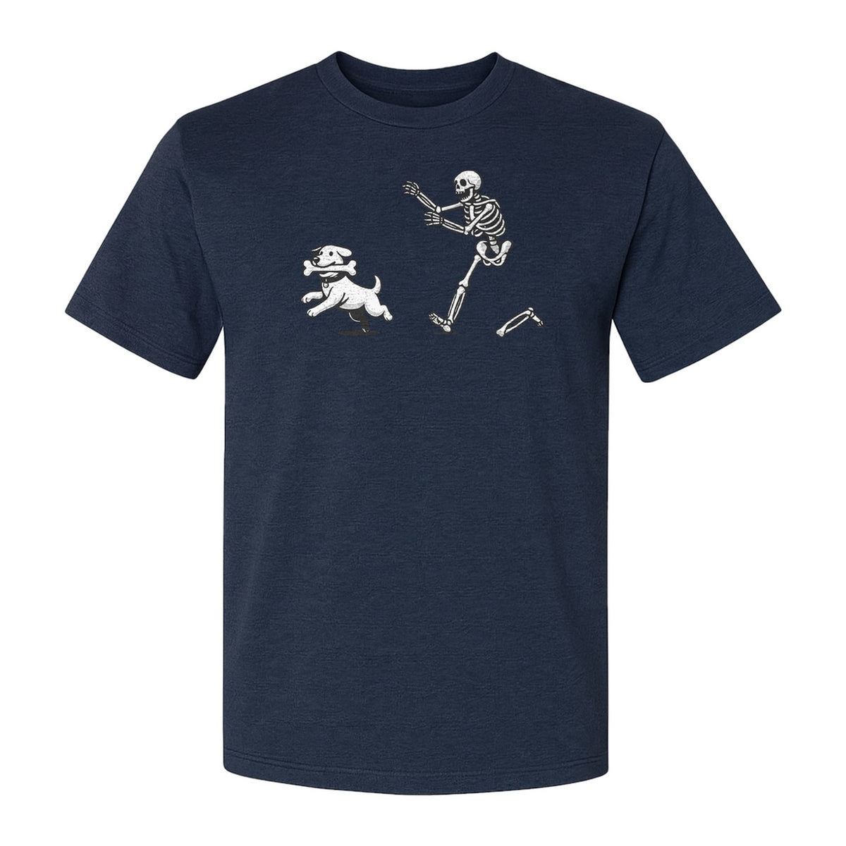 Halloween Dog T-Shirt, Funny Skeleton Chasing Pup Graphic for Pet Lovers and Spooky Season