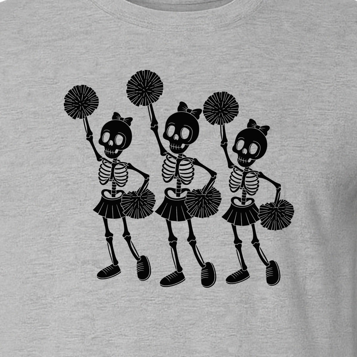 Skeleton Cheerleader T-Shirt, Spooky Halloween Spirit Squad Design for Cheer Moms