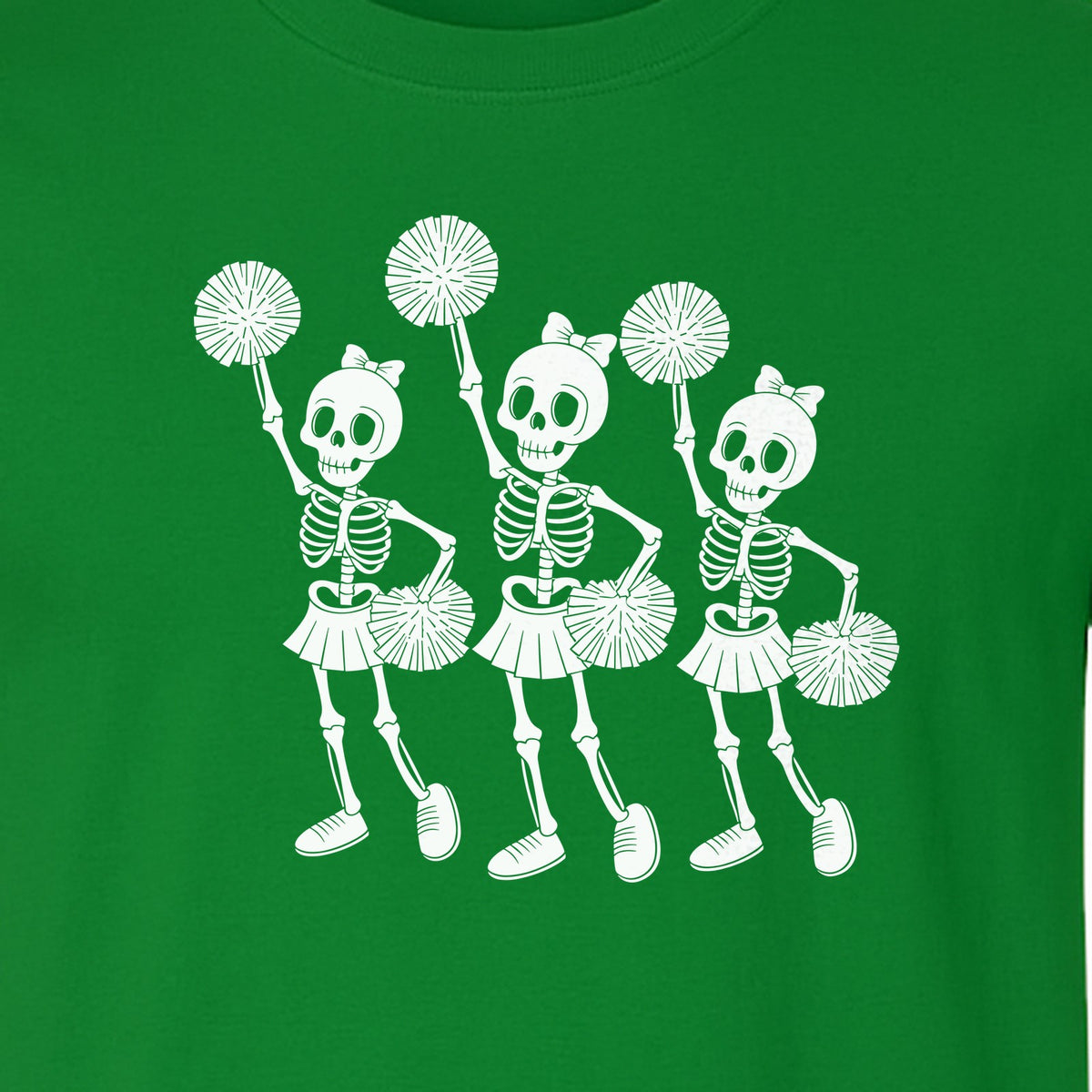 Skeleton Cheerleader T-Shirt, Spooky Halloween Spirit Squad Design for Cheer Moms