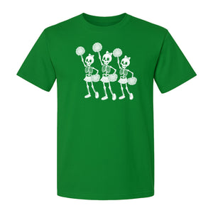 Skeleton Cheerleader T-Shirt, Spooky Halloween Spirit Squad Design for Cheer Moms