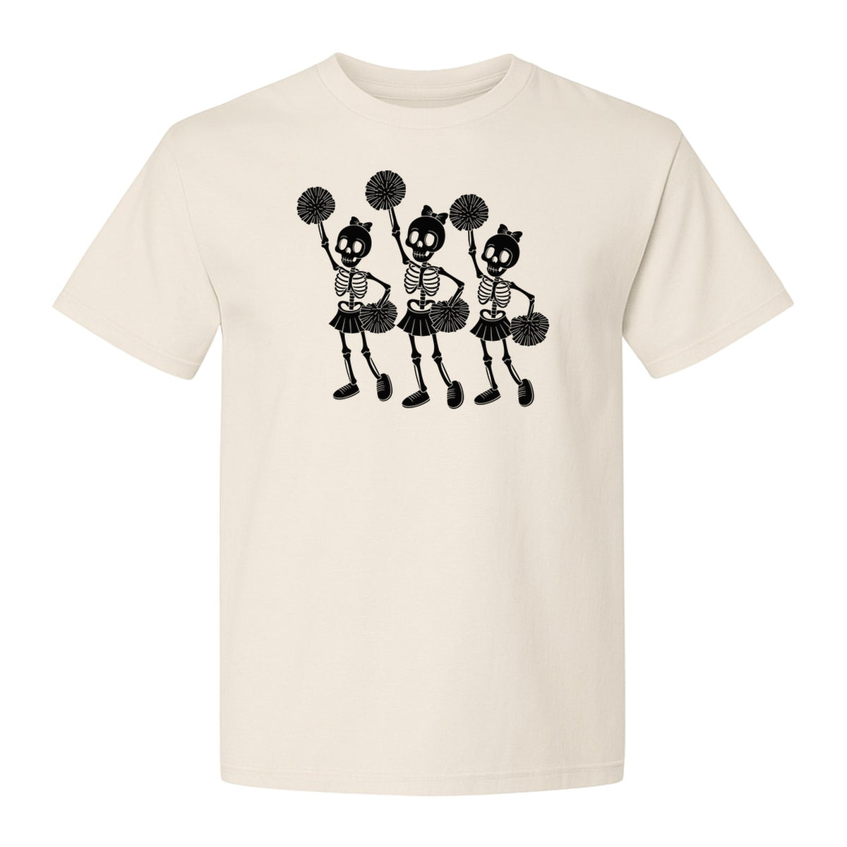 Skeleton Cheerleader T-Shirt, Spooky Halloween Spirit Squad Design for Cheer Moms