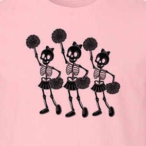 Skeleton Cheerleader T-Shirt, Spooky Halloween Spirit Squad Design for Cheer Moms