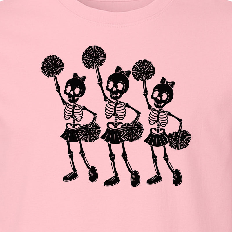 Skeleton Cheerleader T-Shirt, Spooky Halloween Spirit Squad Design for Cheer Moms