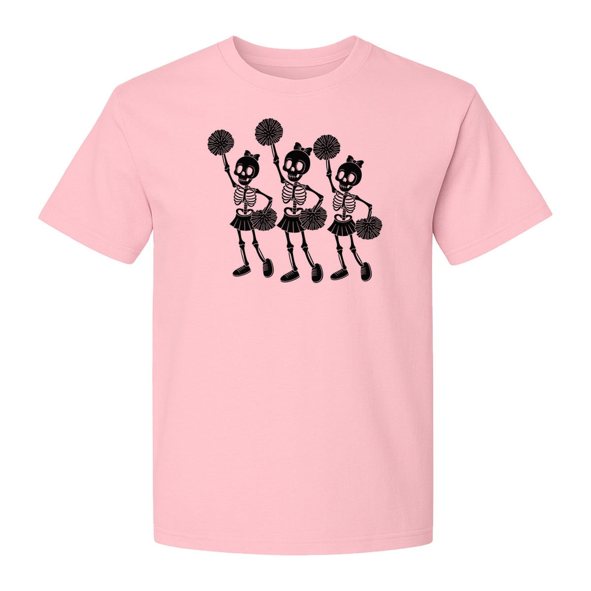 Skeleton Cheerleader T-Shirt, Spooky Halloween Spirit Squad Design for Cheer Moms