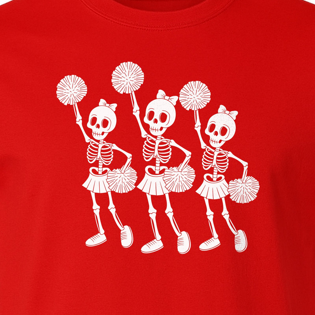 Skeleton Cheerleader T-Shirt, Spooky Halloween Spirit Squad Design for Cheer Moms
