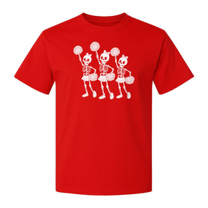 Skeleton Cheerleader T-Shirt, Spooky Halloween Spirit Squad Design for Cheer Moms