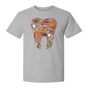 Dentist T-Shirt, Autumn Tooth Collage Graphic Tee for Dental Professionals and Thanksgiving Gifts