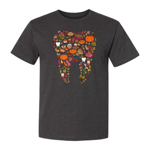 Dentist T-Shirt, Autumn Tooth Collage Graphic Tee for Dental Professionals and Thanksgiving Gifts