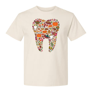 Dentist T-Shirt, Autumn Tooth Collage Graphic Tee for Dental Professionals and Thanksgiving Gifts