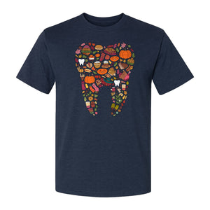 Dentist T-Shirt, Autumn Tooth Collage Graphic Tee for Dental Professionals and Thanksgiving Gifts