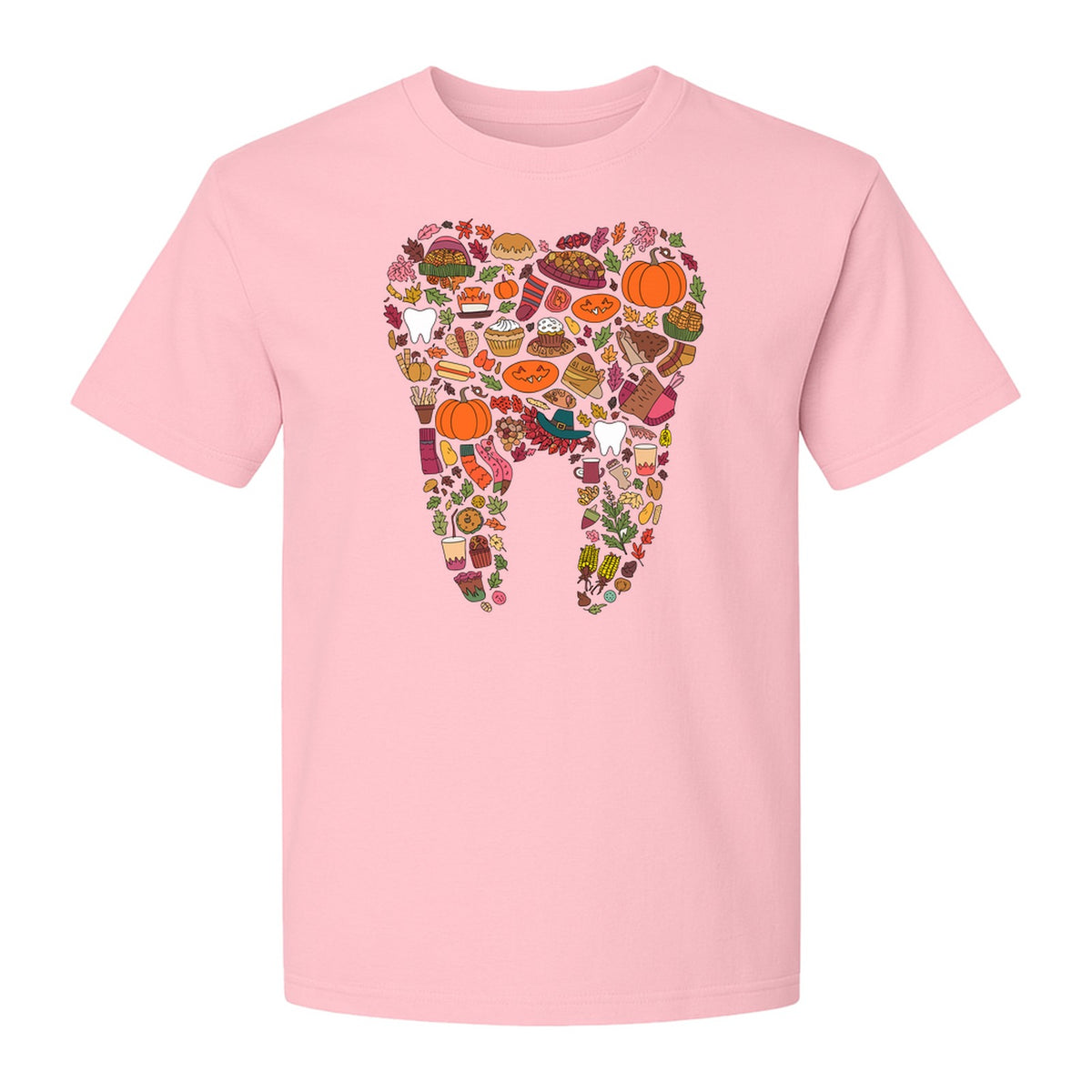 Dentist T-Shirt, Autumn Tooth Collage Graphic Tee for Dental Professionals and Thanksgiving Gifts