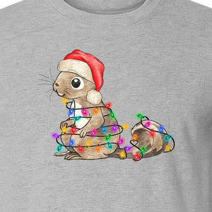 Christmas Squirrel Lights T-Shirt, Santa Hat Holiday Graphic for Winter Gatherings and Woodland Fans
