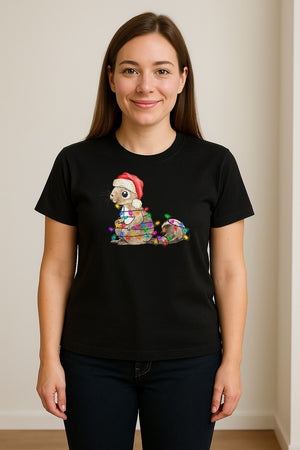 Christmas Squirrel Lights T-Shirt, Santa Hat Holiday Graphic for Winter Gatherings and Woodland Fans