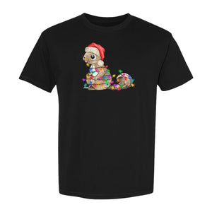 Christmas Squirrel Lights T-Shirt, Santa Hat Holiday Graphic for Winter Gatherings and Woodland Fans