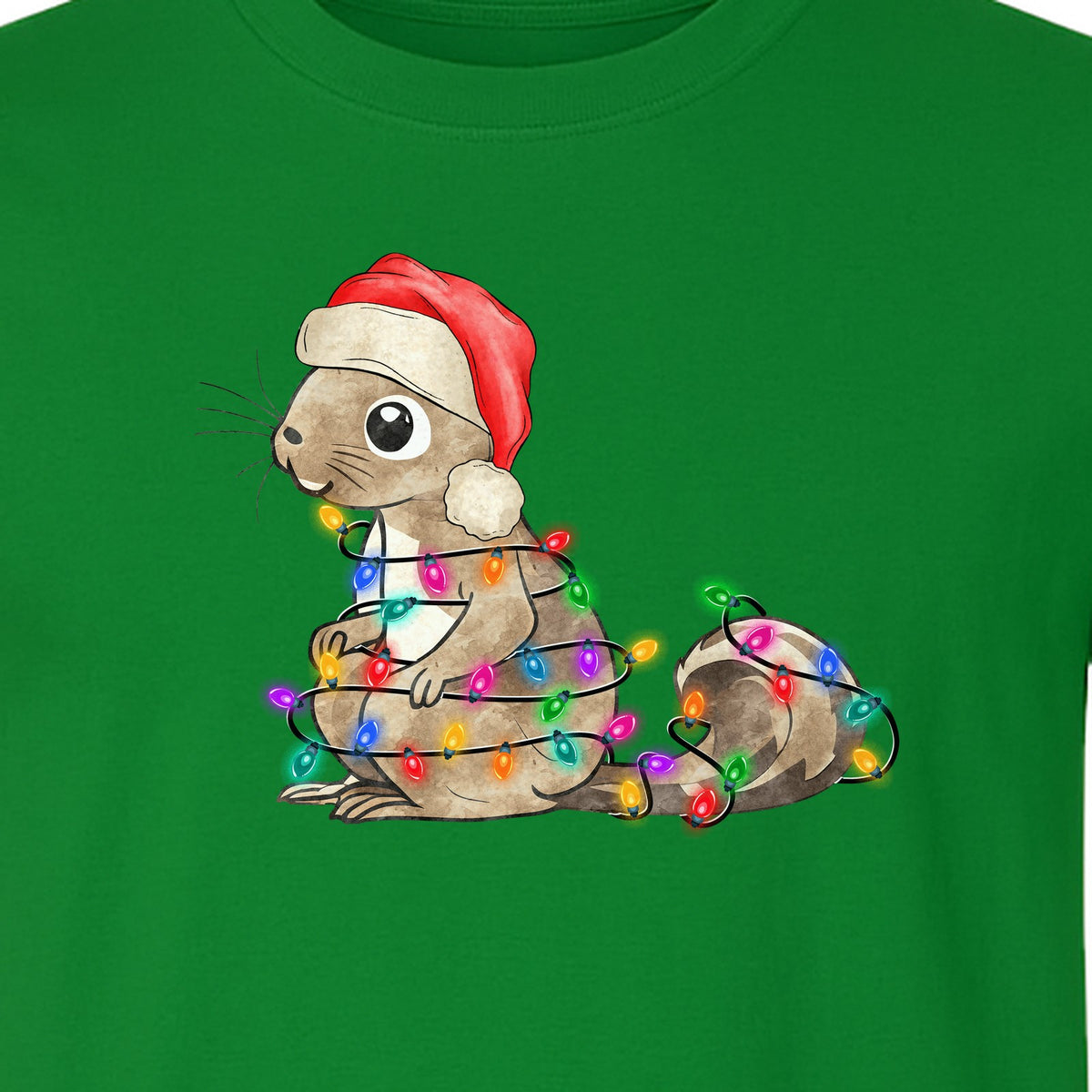 Christmas Squirrel Lights T-Shirt, Santa Hat Holiday Graphic for Winter Gatherings and Woodland Fans