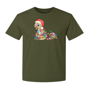 Christmas Squirrel Lights T-Shirt, Santa Hat Holiday Graphic for Winter Gatherings and Woodland Fans