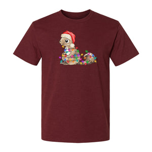 Christmas Squirrel Lights T-Shirt, Santa Hat Holiday Graphic for Winter Gatherings and Woodland Fans
