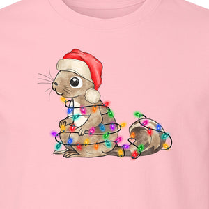 Christmas Squirrel Lights T-Shirt, Santa Hat Holiday Graphic for Winter Gatherings and Woodland Fans
