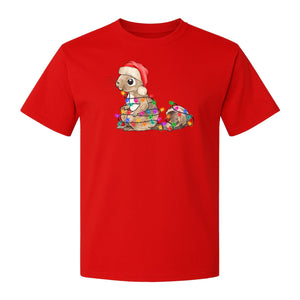 Christmas Squirrel Lights T-Shirt, Santa Hat Holiday Graphic for Winter Gatherings and Woodland Fans
