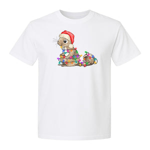 Christmas Squirrel Lights T-Shirt, Santa Hat Holiday Graphic for Winter Gatherings and Woodland Fans