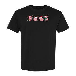 Christmas Pig T-Shirt, Cute Santa and Reindeer Farm Animal Holiday Design for Swine Fans
