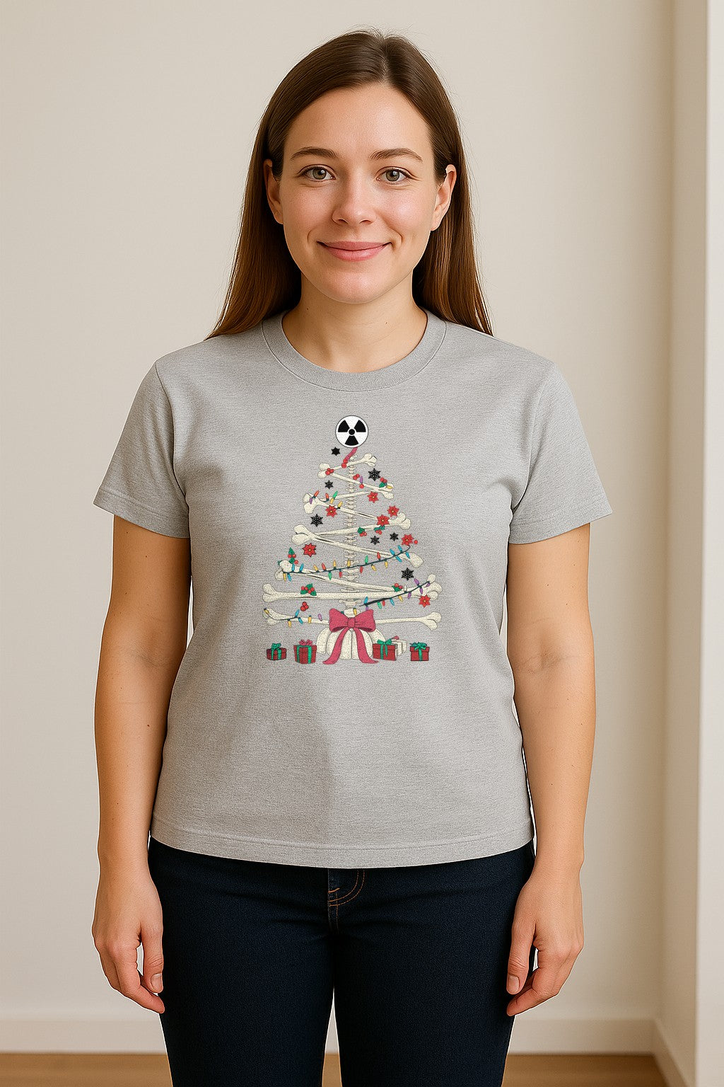 Radiology Christmas T-Shirt, Skeleton Bone Tree X-Ray Tech Holiday Design